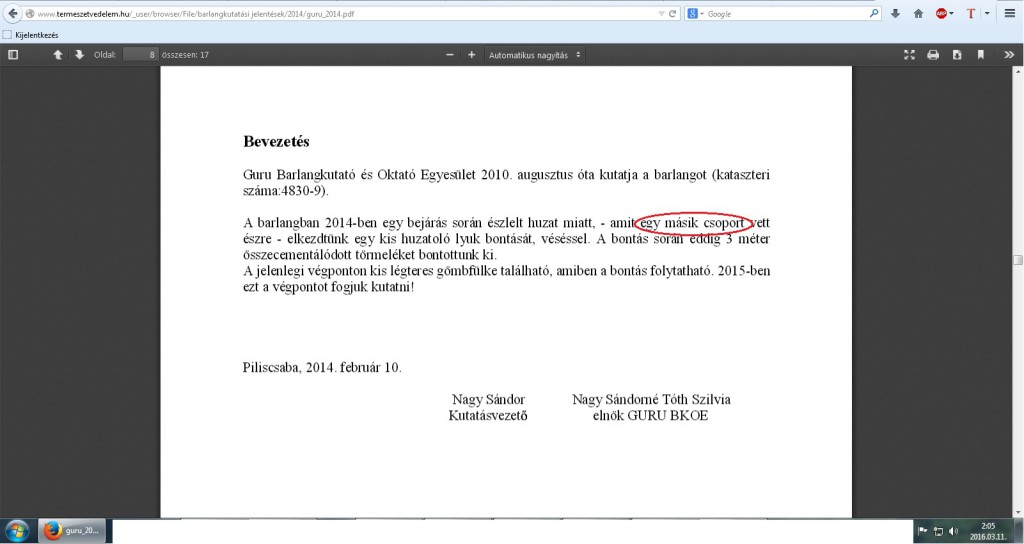 A 2014-es kutatási jelentésük mindössze néhány sor - nevetséges, hogy nem voltak képesek még arra sem, hogy megnevezzék, kitől származott a "tipp"