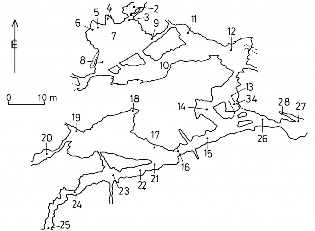 Mátyás-hegyi-barlang részlete Kárpát J. térképe alapján 
